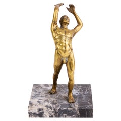 Vintage Italian Brass Discobolus Olympics Sculpture After the Greek