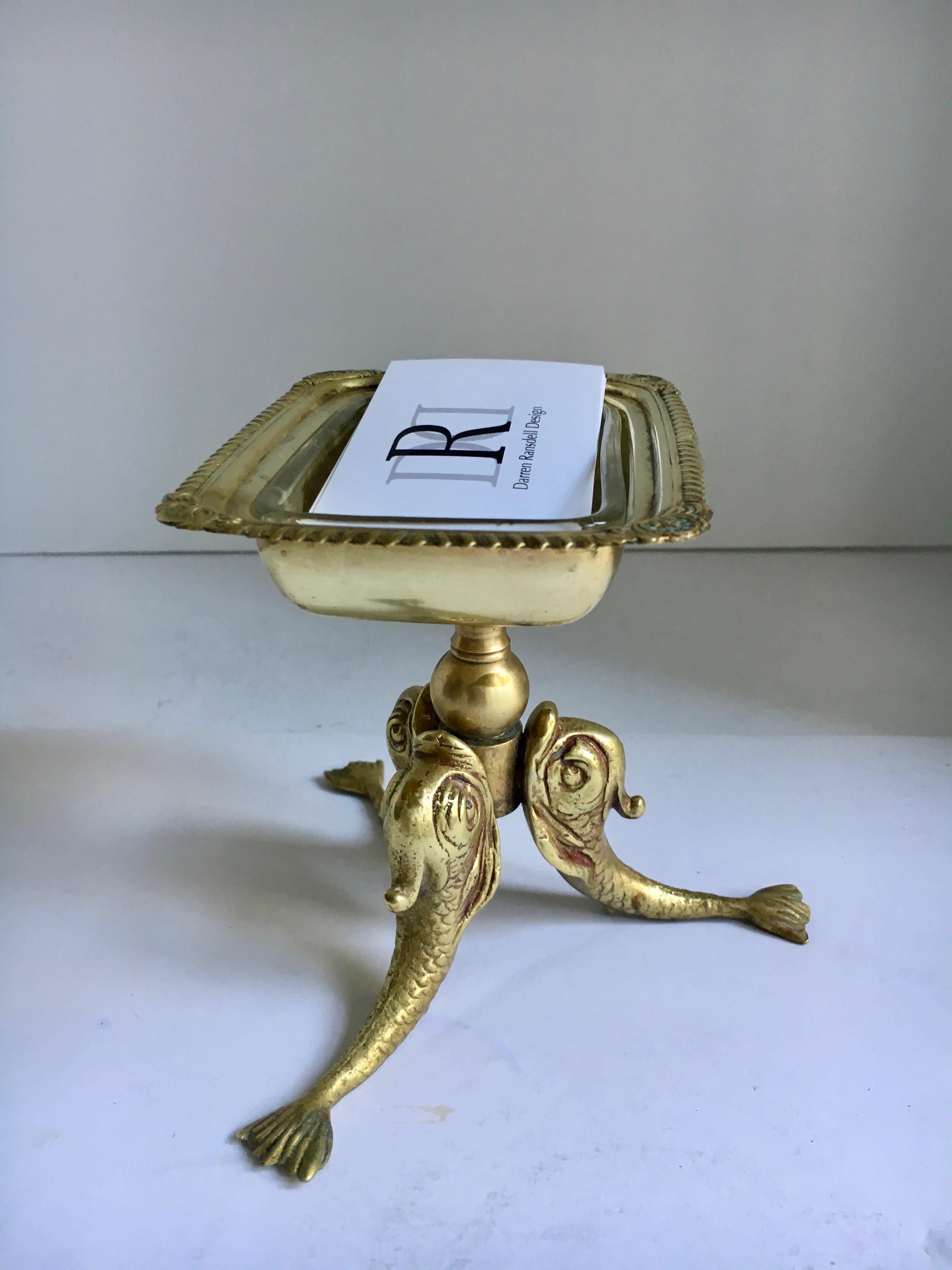 Mid-Century Modern Italian Brass Dolphin Soap Dish Holder