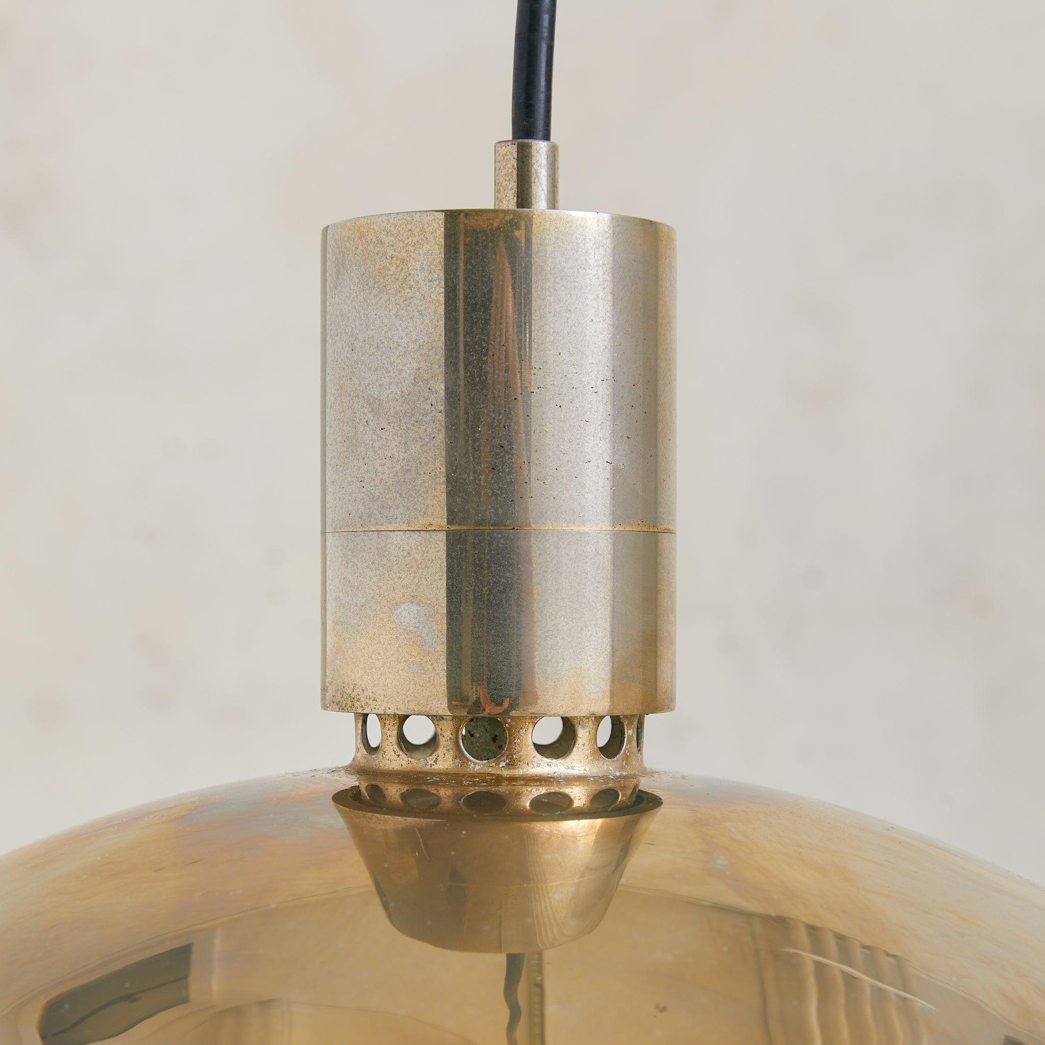 Mid-Century Modern Italian Brass Dome Pendant Attributed to Franco Albini for Sirrah, 1968 For Sale