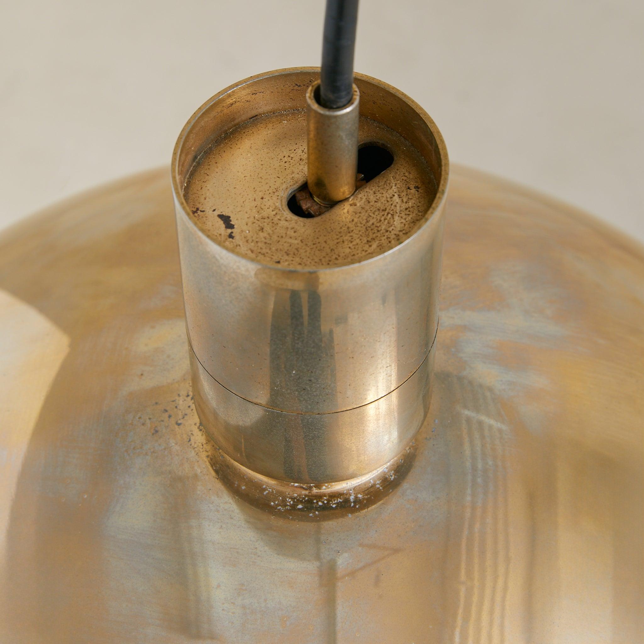 Italian Brass Dome Pendant Attributed to Franco Albini for Sirrah, 1968 In Good Condition For Sale In Chicago, IL