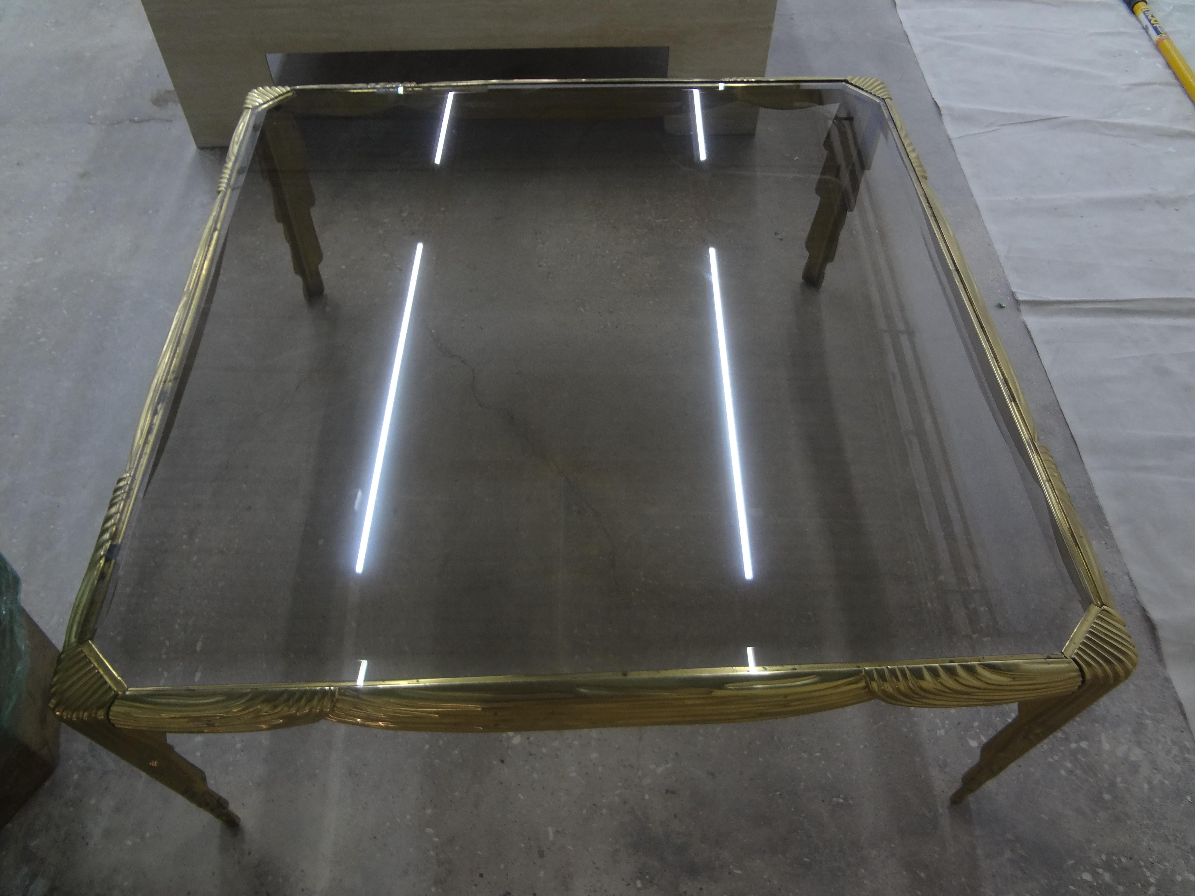 Italian Brass Coffee Table with Draped Design For Sale 3