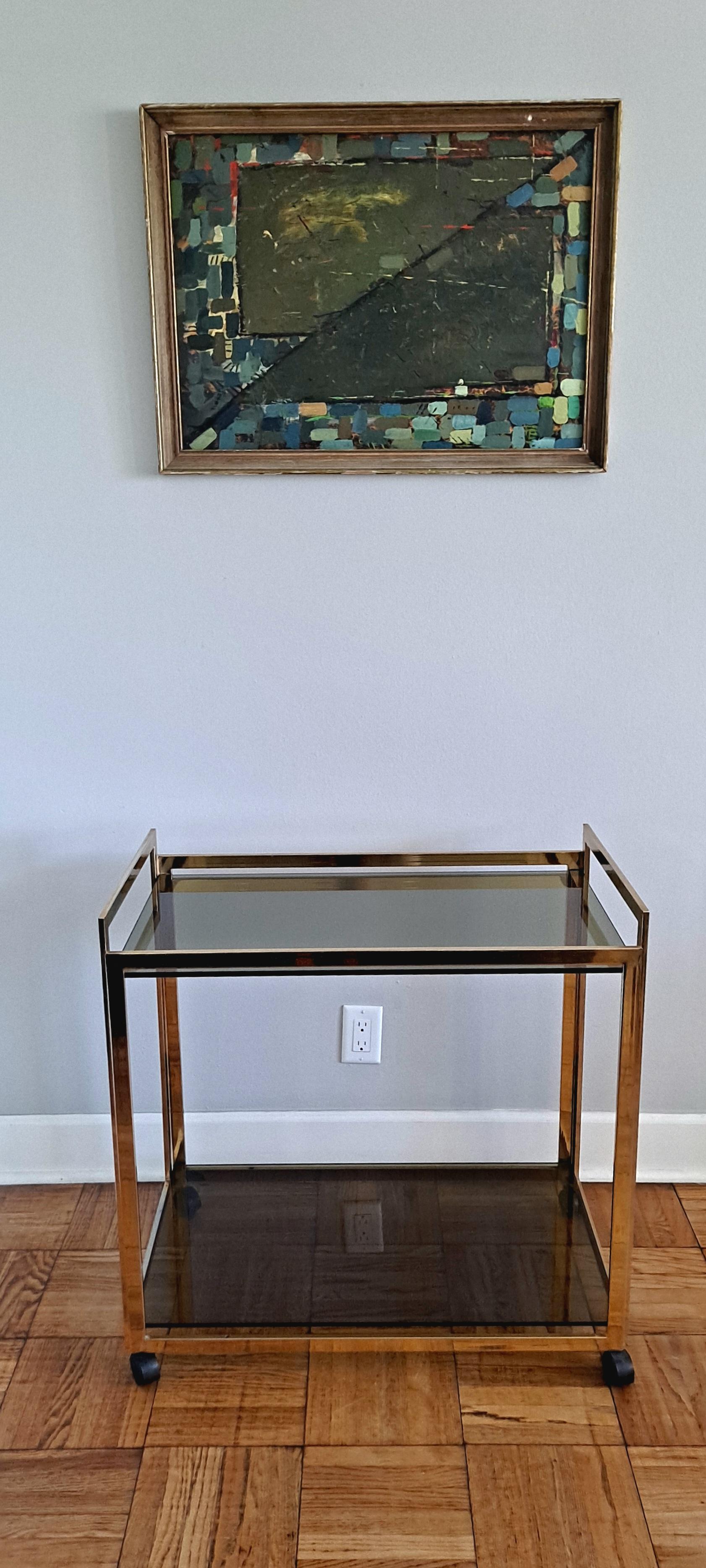  Italian Brass Dry Bar Cart - Serving Tray In Good Condition For Sale In Los Angeles, CA