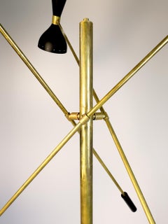 Italian Brass, Enamel and Marble Base Floor Lamp Vintage Style
