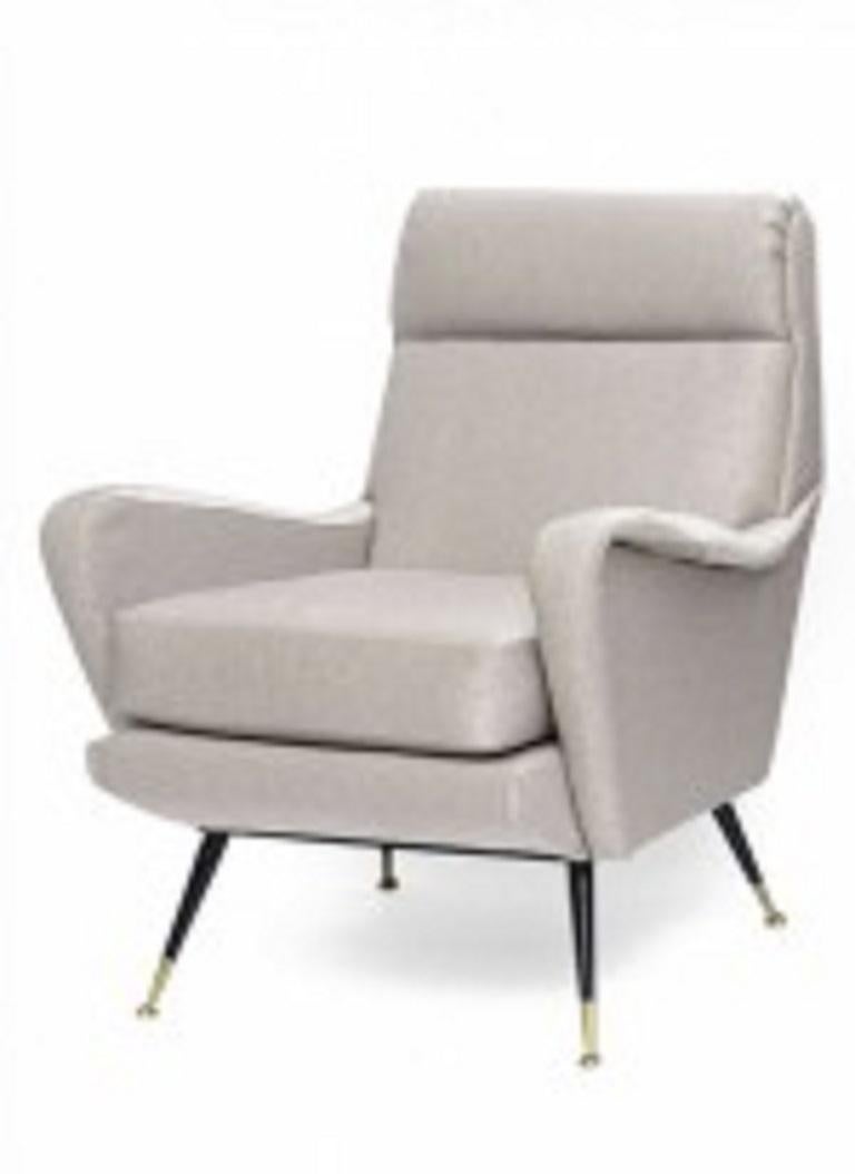 Fauteuil italien en laiton émaillé et tapissé, attribué à Carlo de Carli Bon état - En vente à Queens, NY
