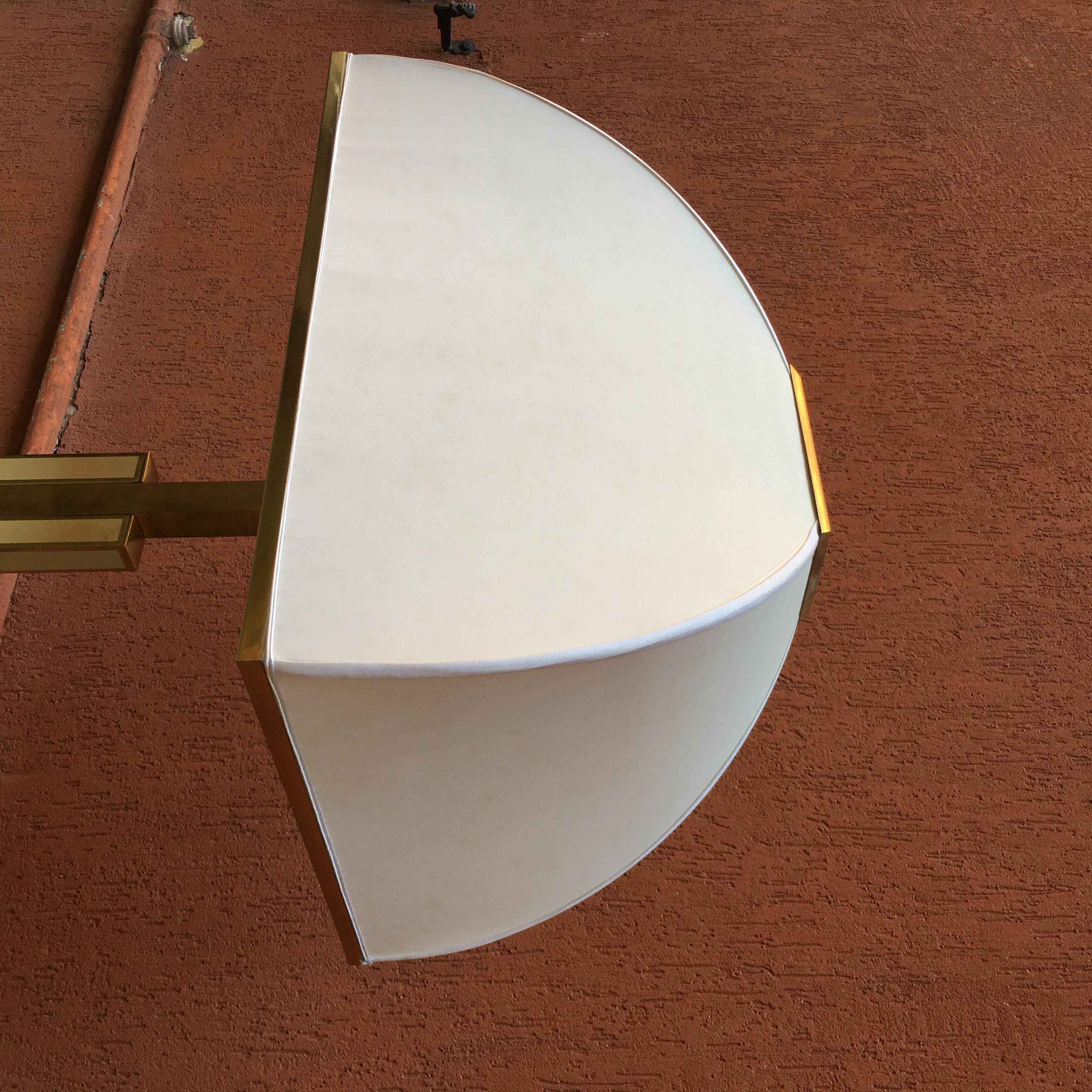 Italian Brass, Fabric and Marble Floor Lamp, 1980s 2
