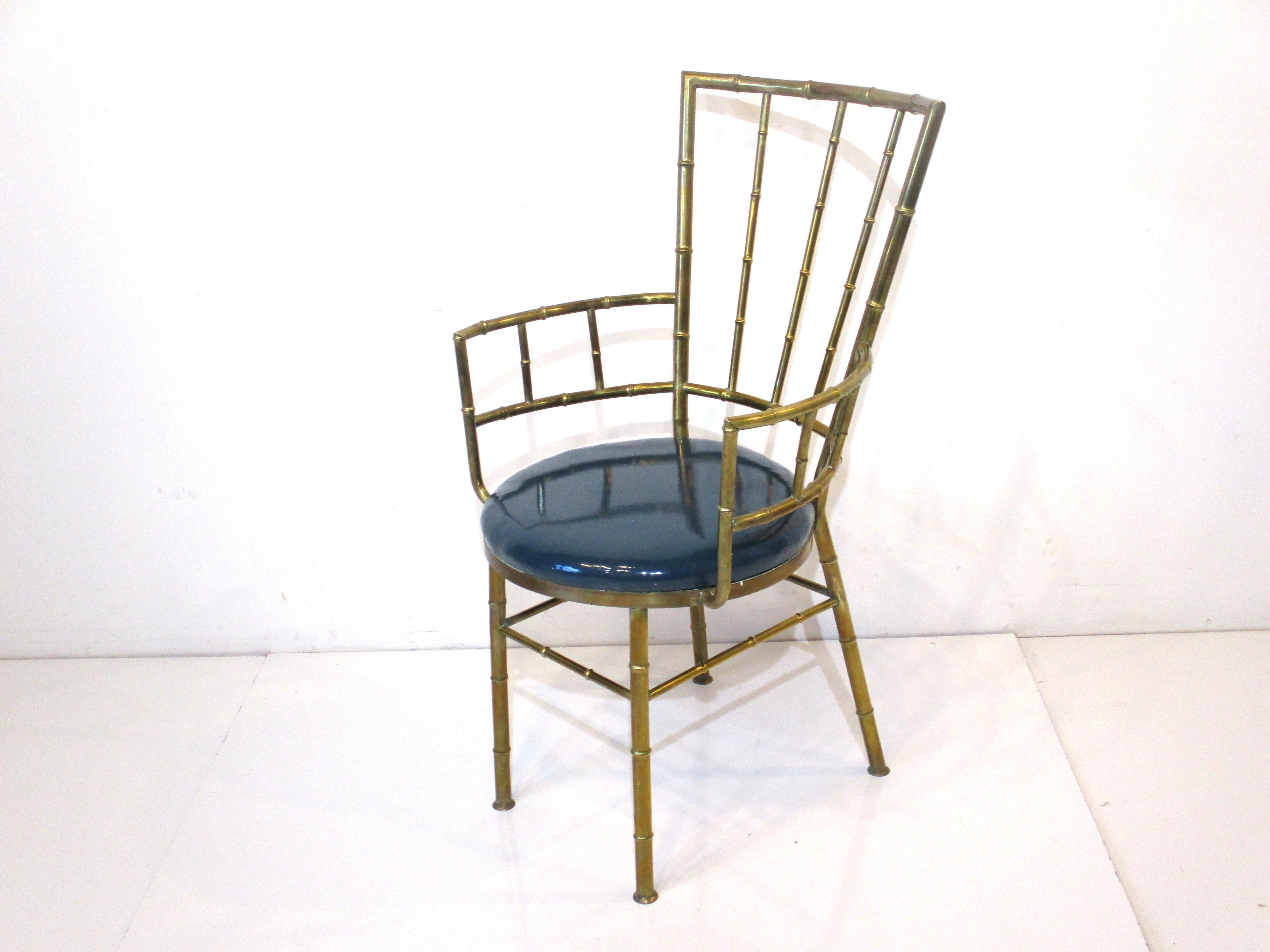 Italian Brass Faux Bamboo Styled Chiavari Arm Chair For Sale 7