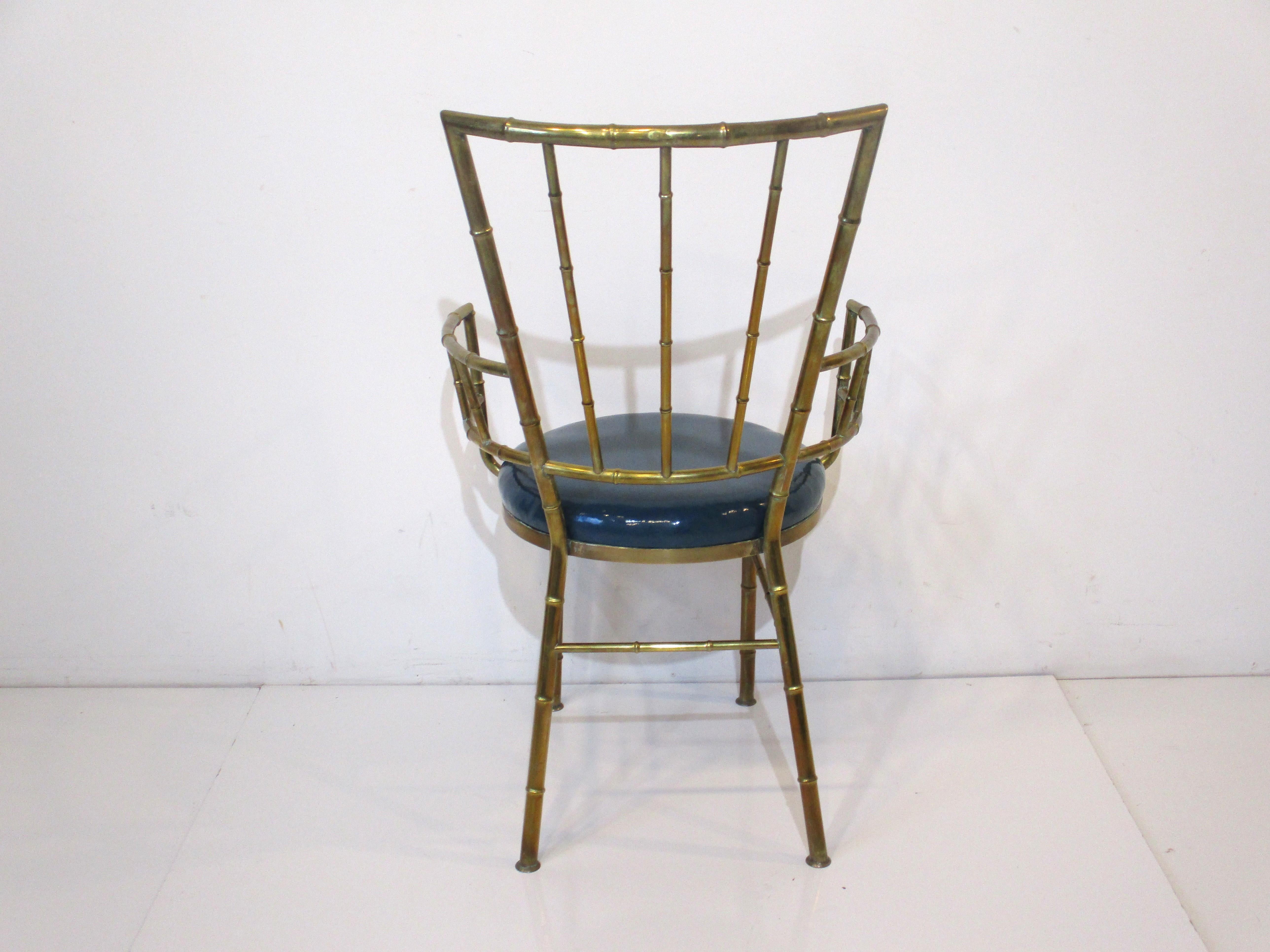 Italian Brass Faux Bamboo Styled Chiavari Arm Chair For Sale 1