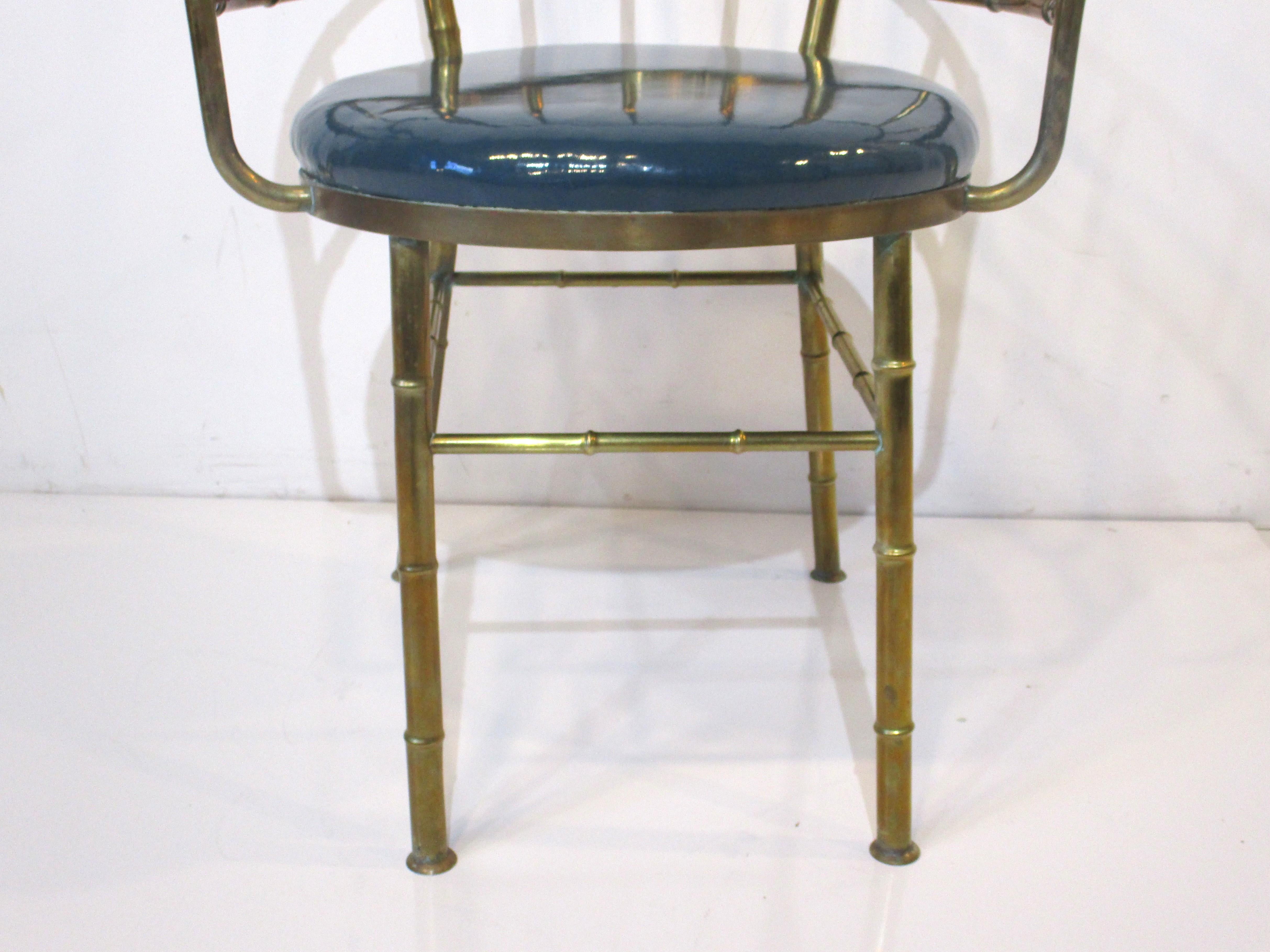 Italian Brass Faux Bamboo Styled Chiavari Arm Chair For Sale 3
