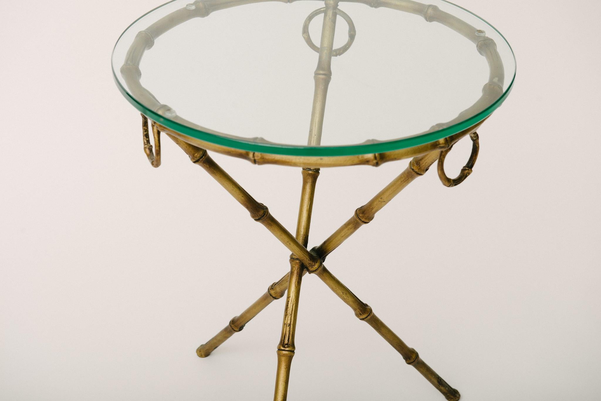Italian Brass Faux Bamboo Table In Good Condition In Houston, TX
