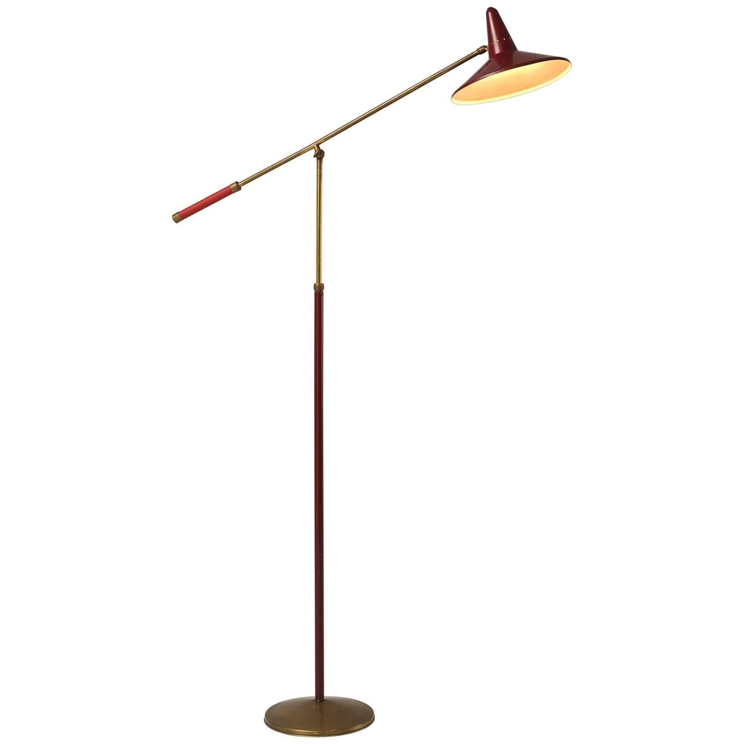 Italian Brass Floor Lamp, 1950
