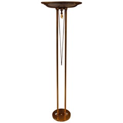 Italian Brass Floor Lamp, Floor Uplighter, 1970s