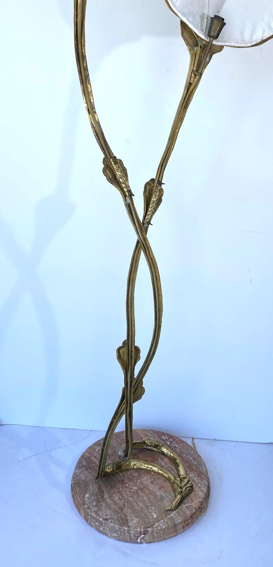 Mid-20th Century Vintage Italian Brass & Marble Floor Lamp For Sale