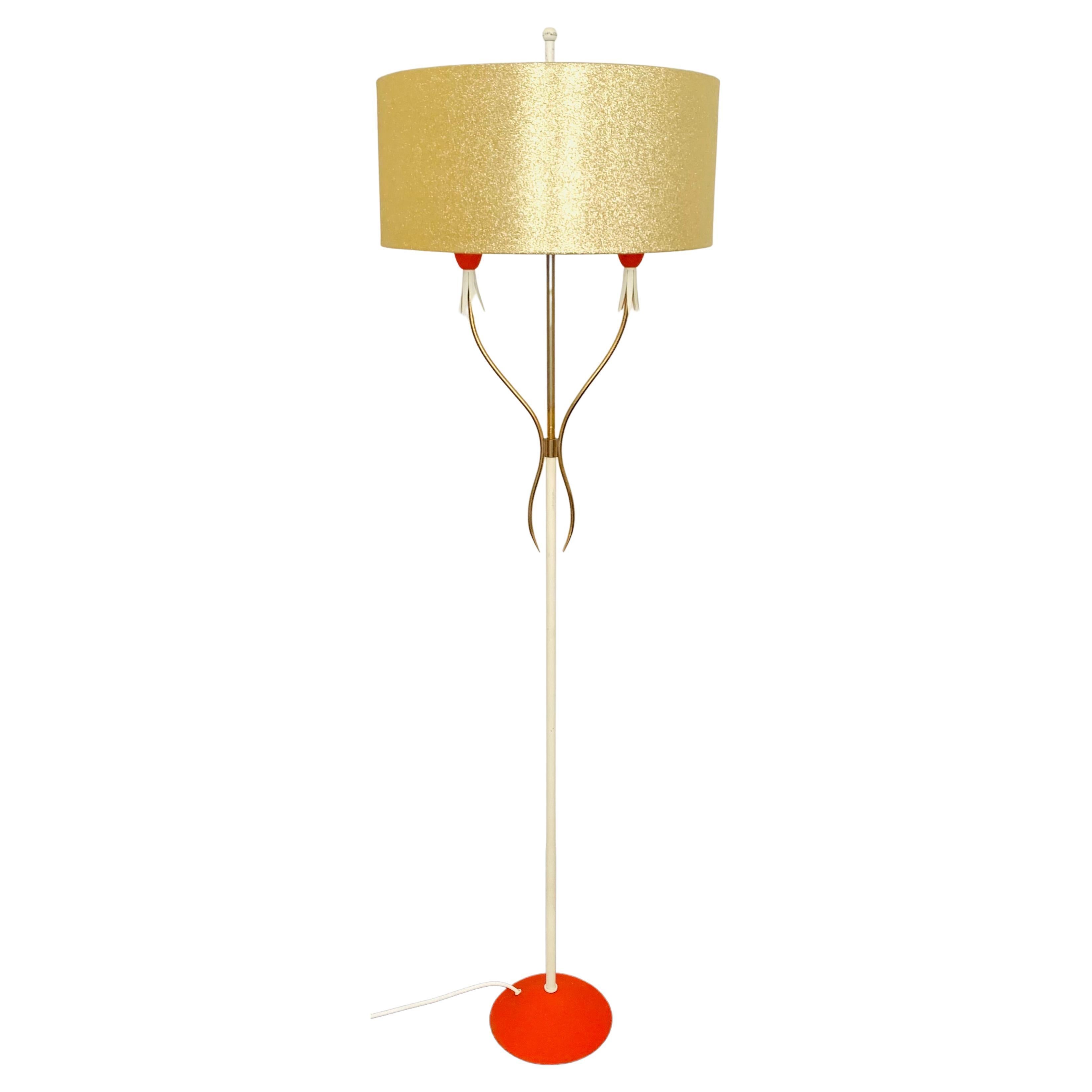 Italian Brass Floor Lamp For Sale