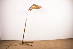 Italian Brass Floor Lamp was conical adjustable by Stilnovo 1950.