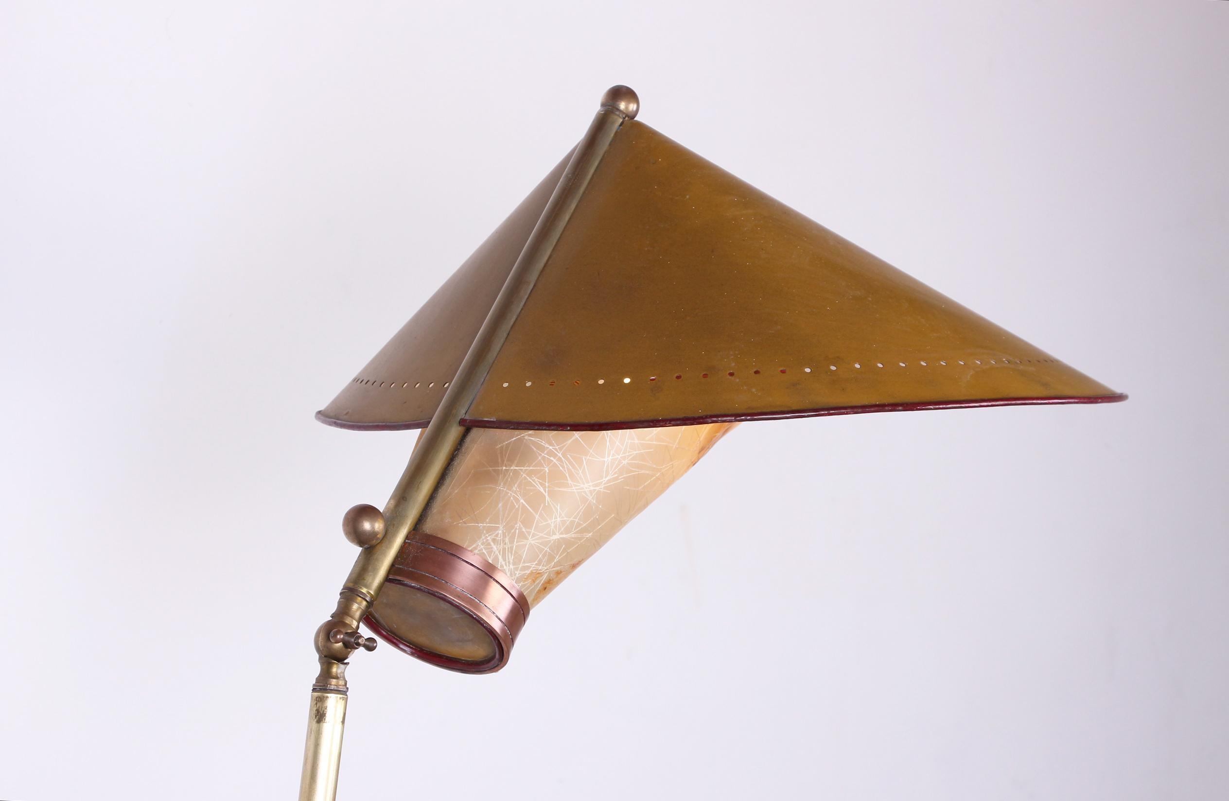 Italian Brass Floor Lamp Was Conical Adjustable in Inclination and Height Stilno 7
