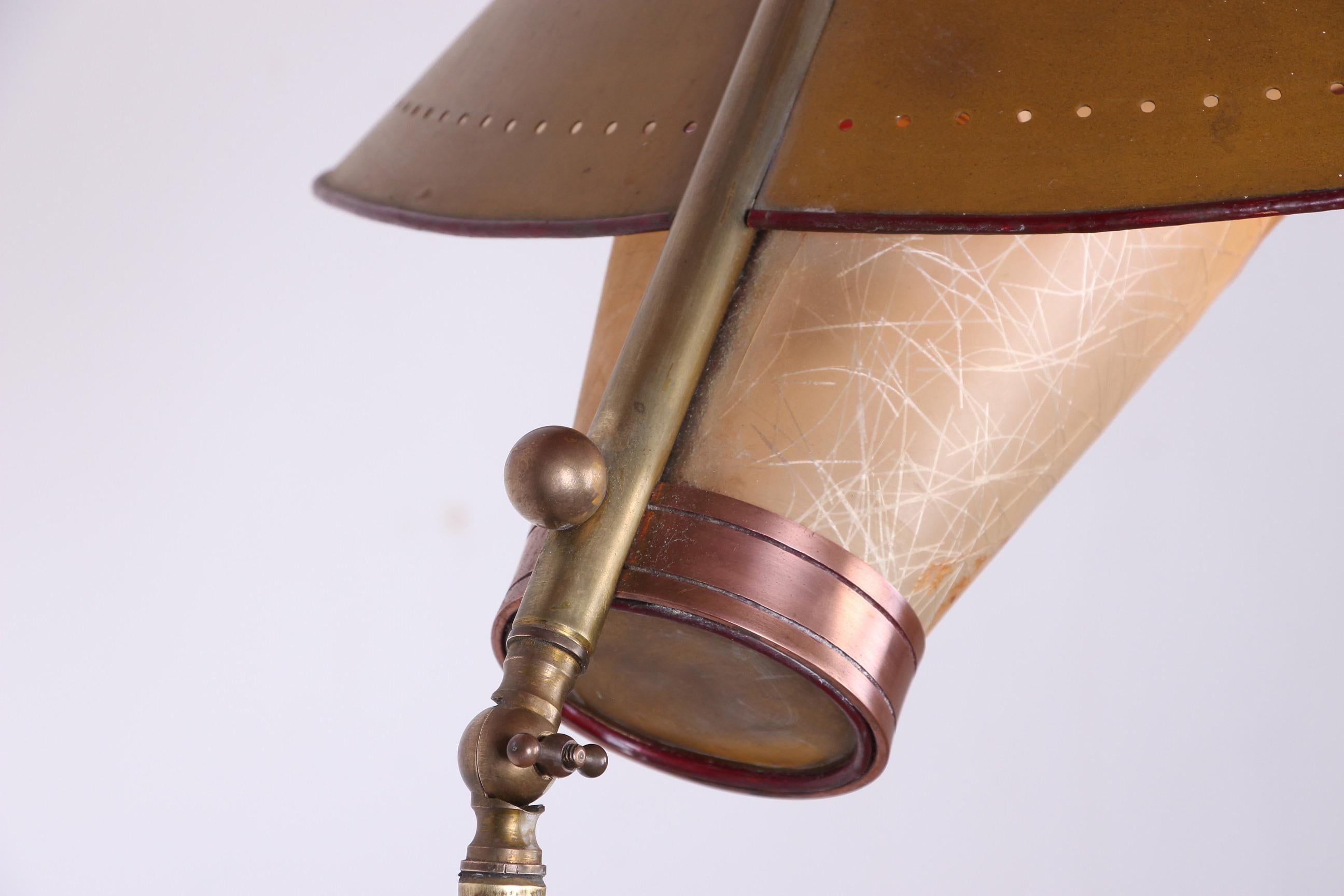 Italian Brass Floor Lamp Was Conical Adjustable in Inclination and Height Stilno 9