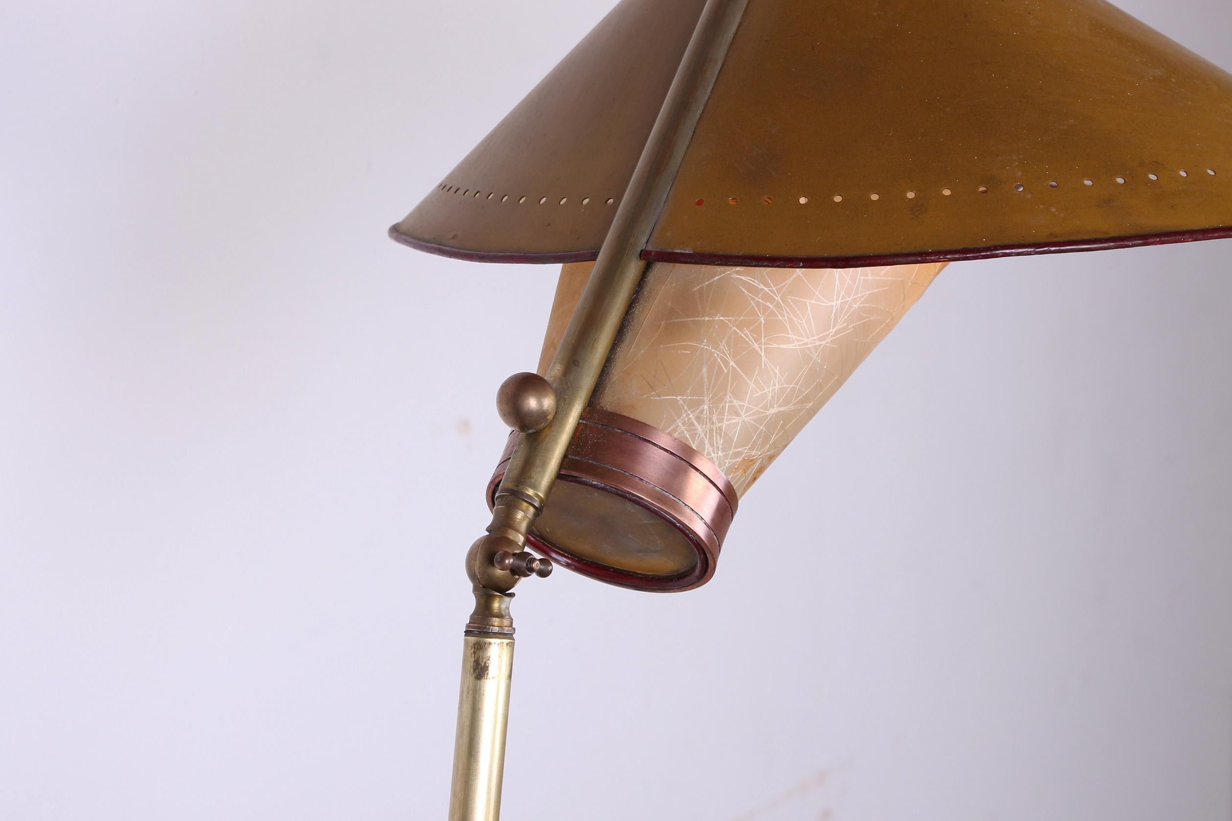 Italian Brass Floor Lamp Was Conical Adjustable in Inclination and Height Stilno 10