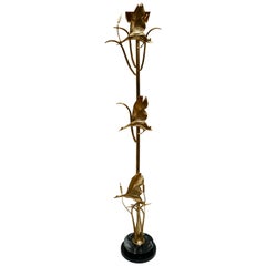 Italian Brass Floor Lamp with Birds