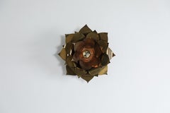 Italian Brass Floral Wall Sconce on Bakelite Base, 1950s–1960s