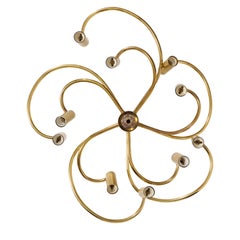 Italian Brass Flower Sconce Chandelier