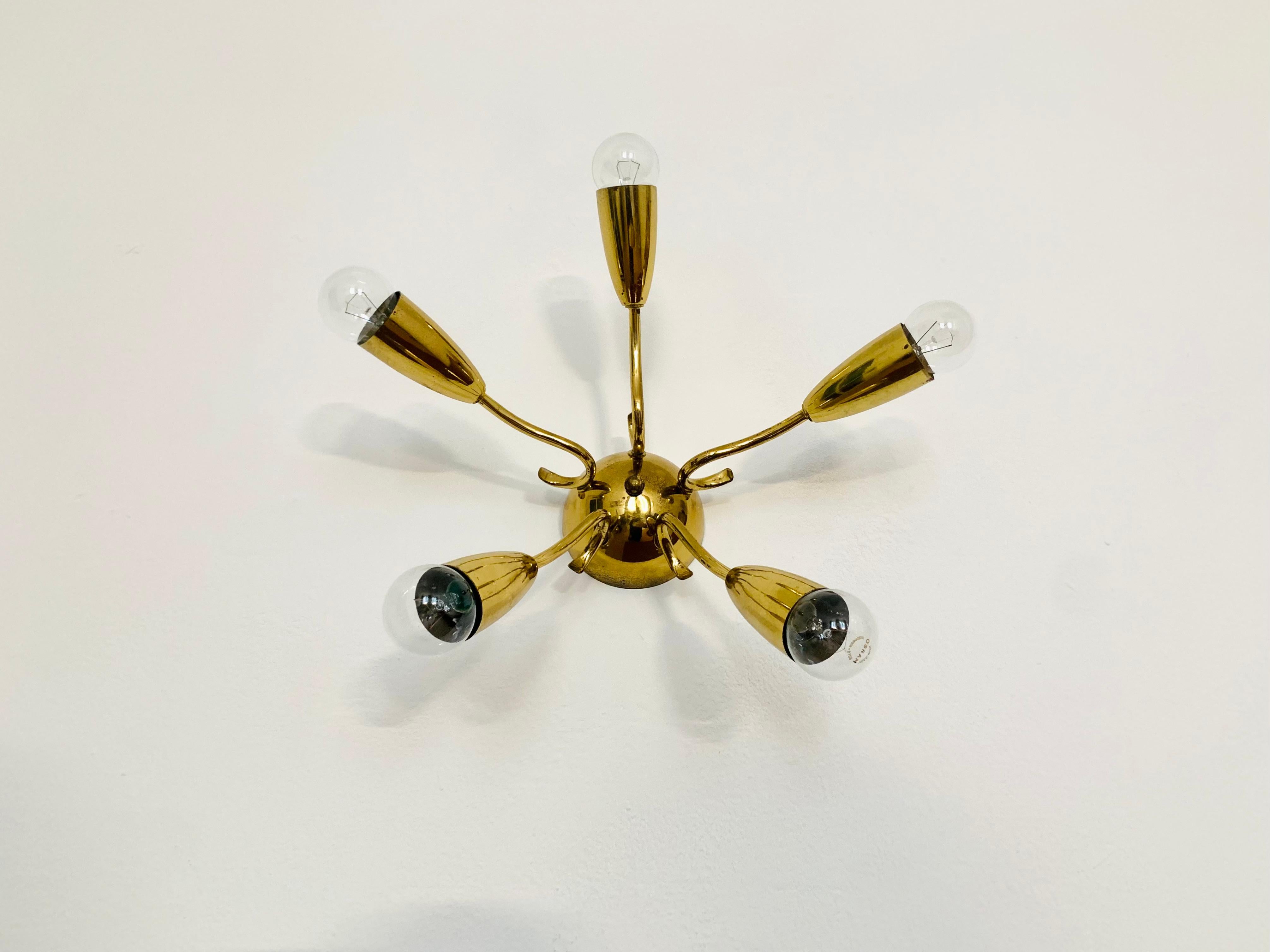 Mid-Century Modern Italian Brass Flush Lamp For Sale