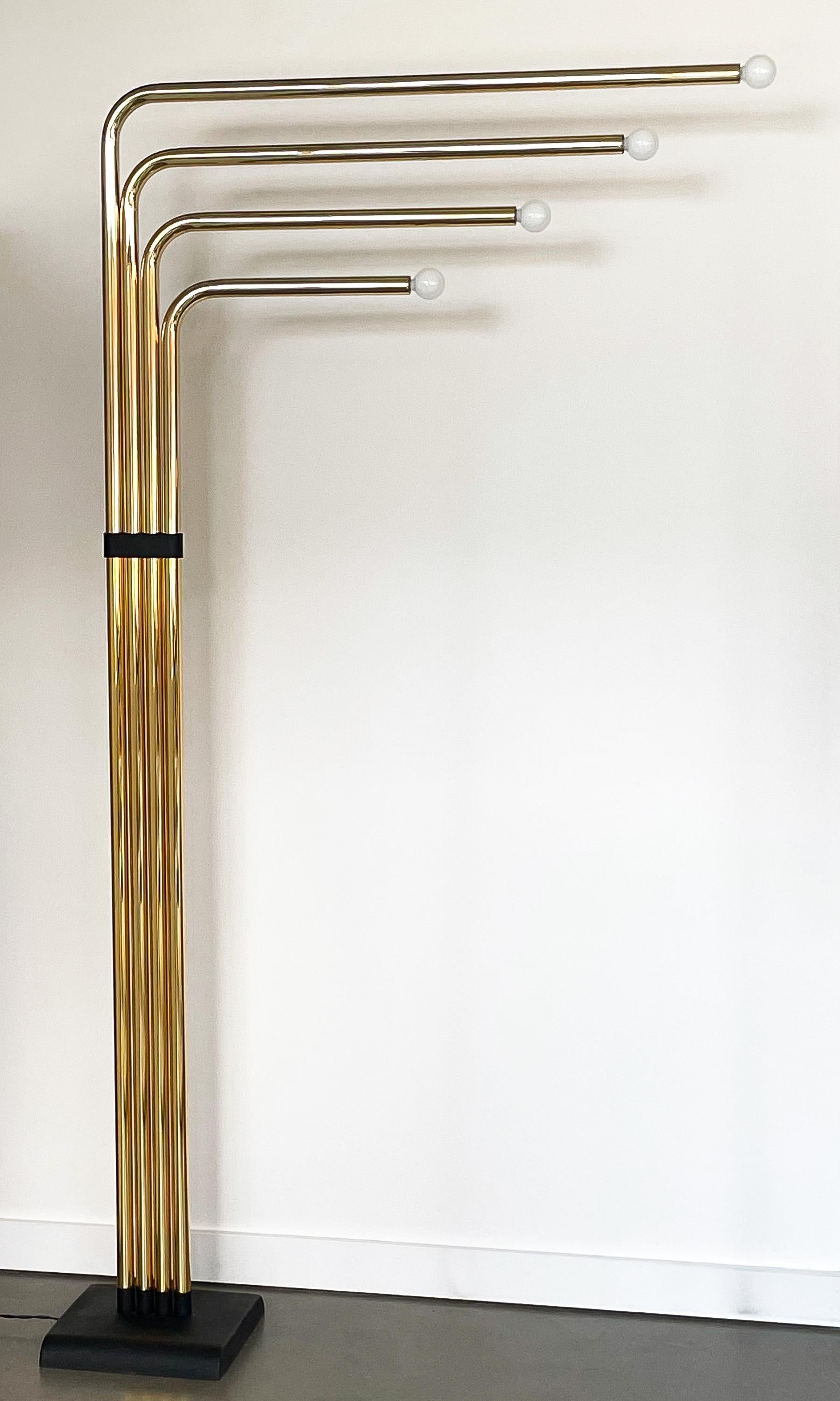 Mid-Century Modern Italian Brass Four-Arm Floor Lamp by Goffredo Reggiani