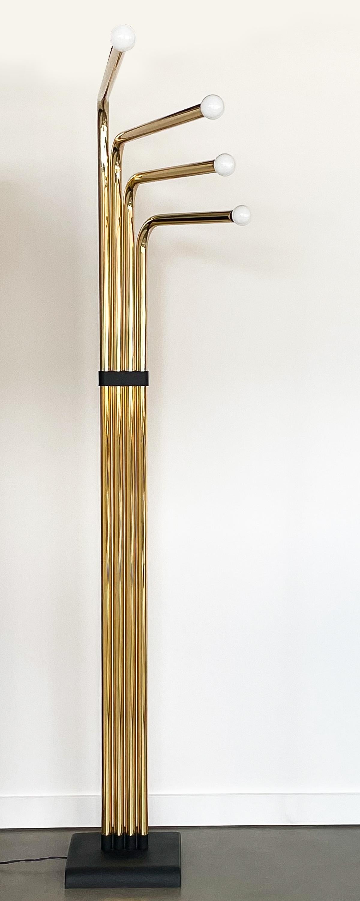 Italian Brass Four-Arm Floor Lamp by Goffredo Reggiani In Good Condition In Chicago, IL