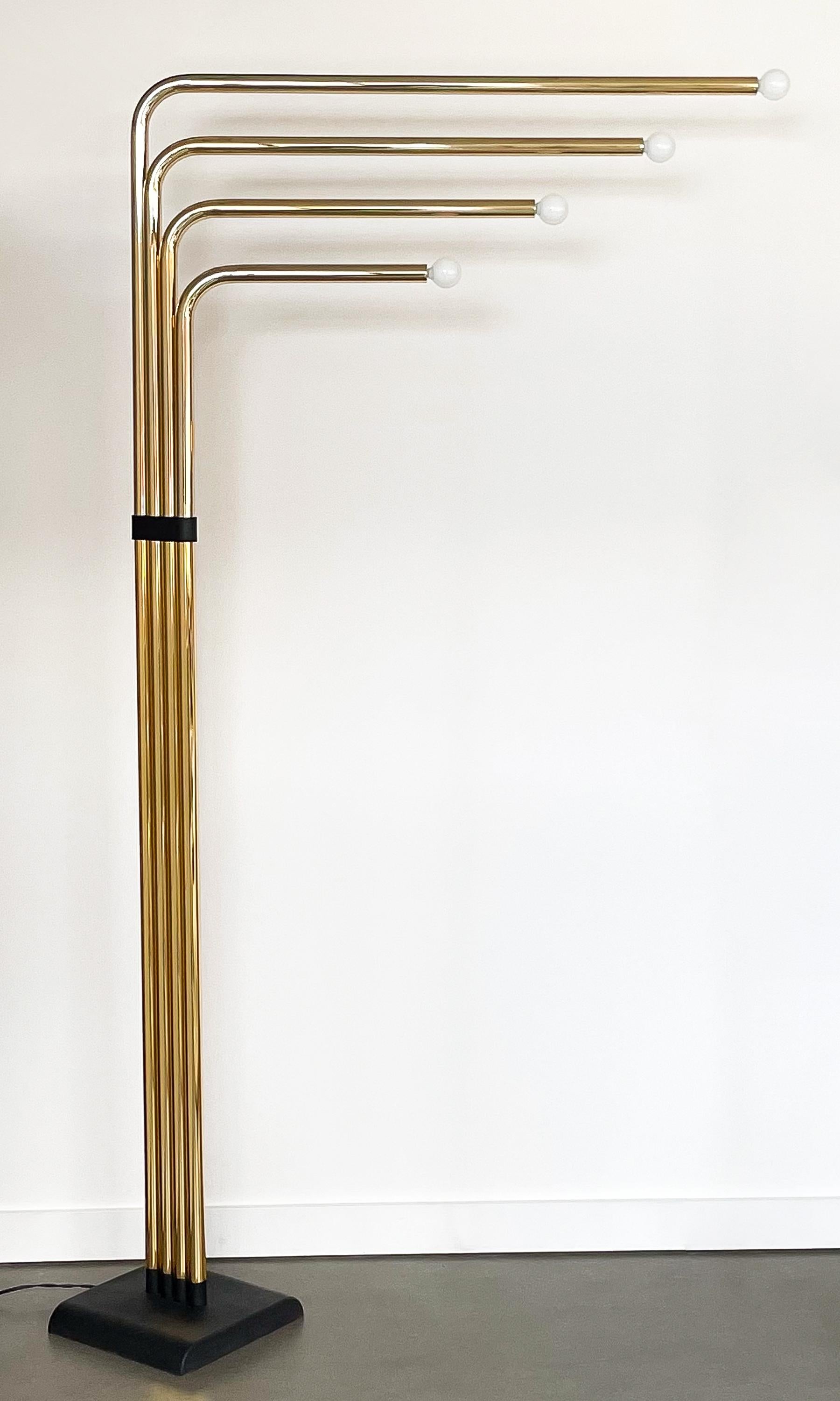 Late 20th Century Italian Brass Four-Arm Floor Lamp by Goffredo Reggiani