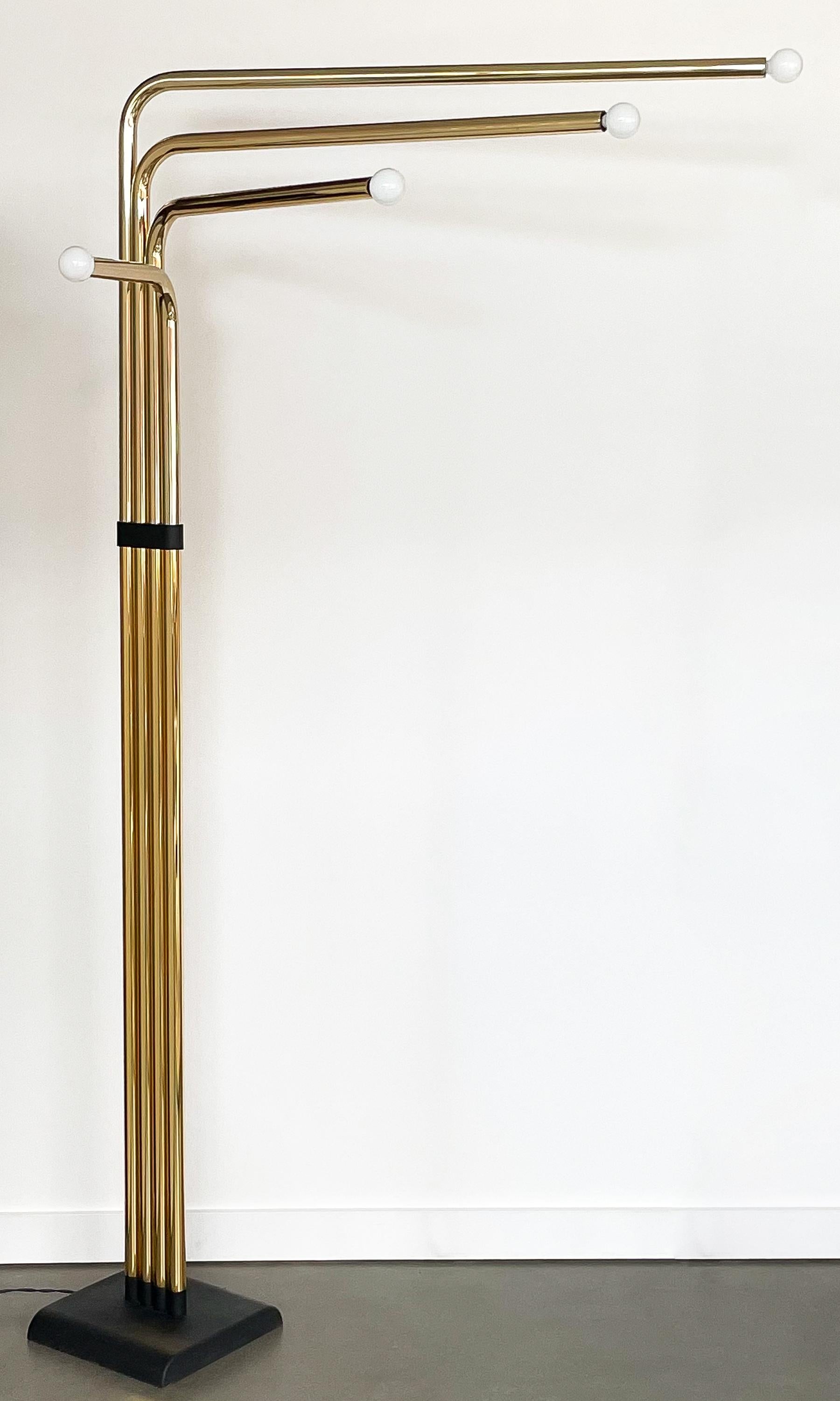 Iron Italian Brass Four-Arm Floor Lamp by Goffredo Reggiani