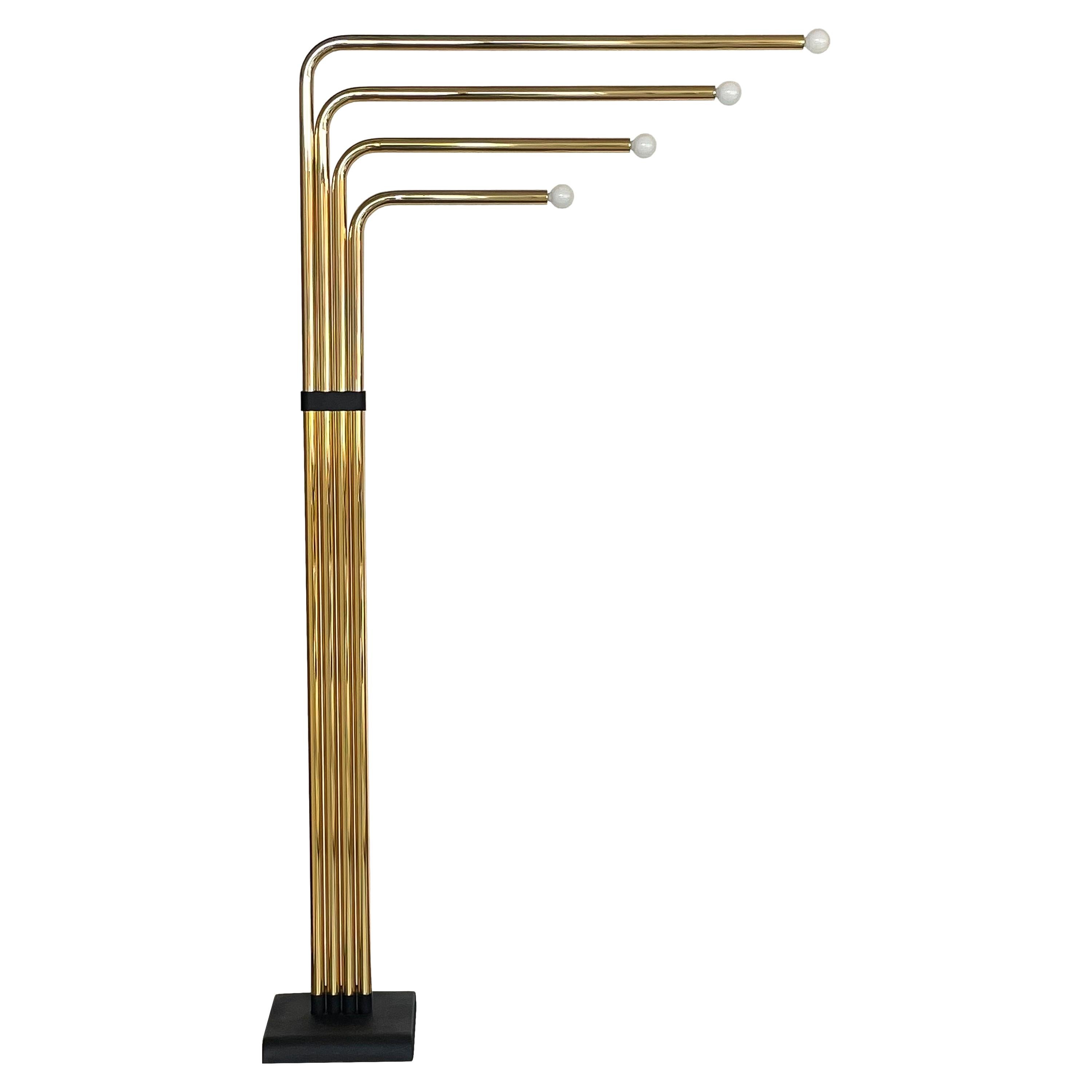 Italian Brass Four-Arm Floor Lamp by Goffredo Reggiani