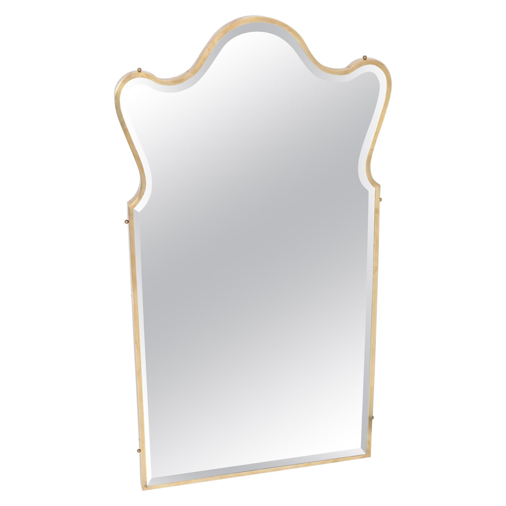 1950s Beveled Edge Mirror in Thin Brass Frame at 1stdibs