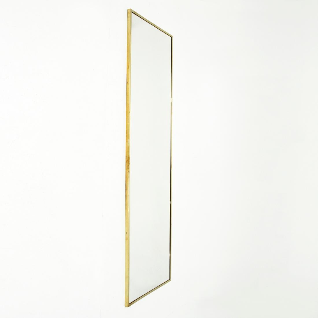 Modern Italian Brass Frame Mirror by Uso Interno For Sale