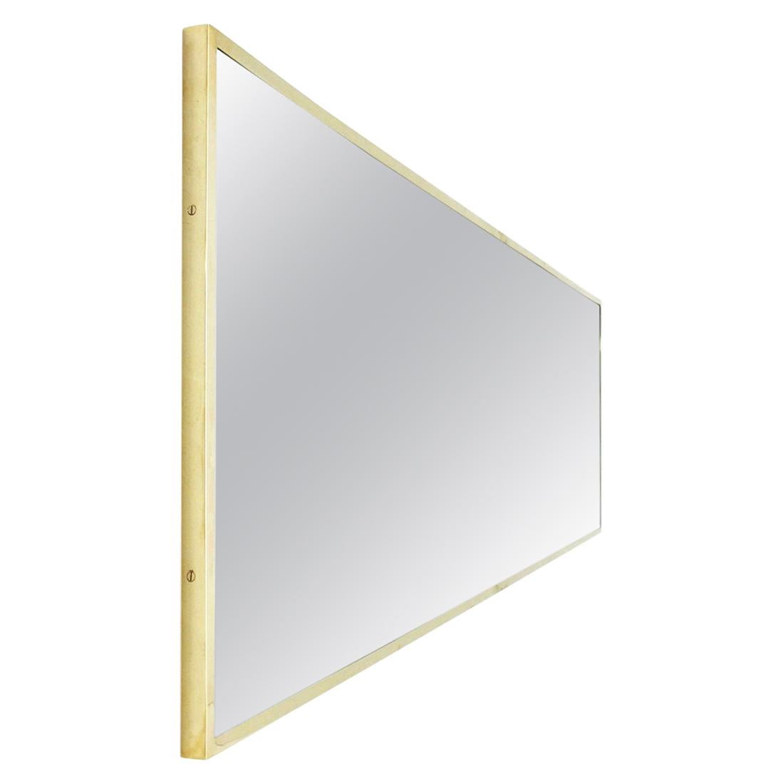 Italian Brass Frame Mirror by Uso Interno For Sale