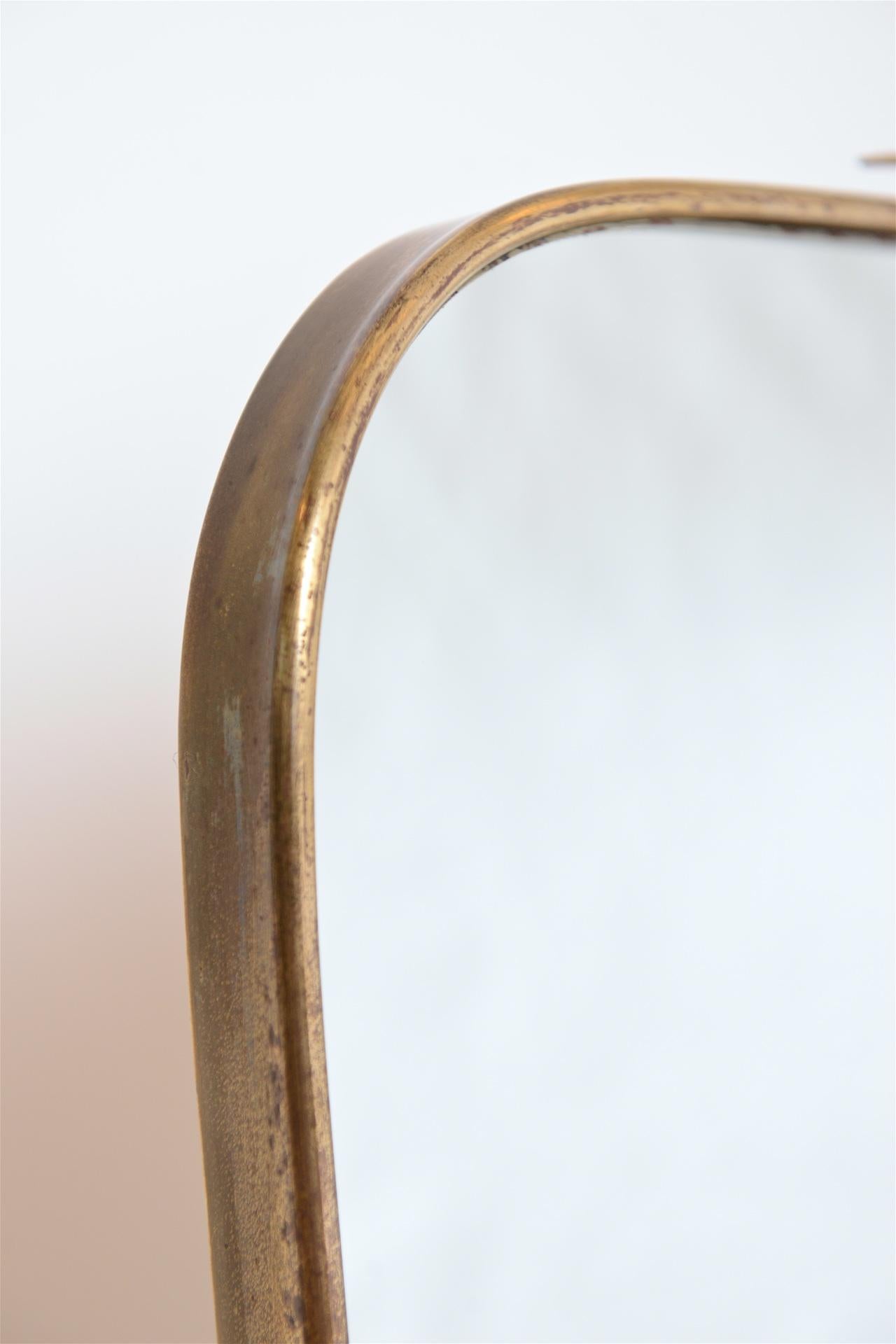 Italian Brass Frame Mirror, circa 1950 In Good Condition In London, GB