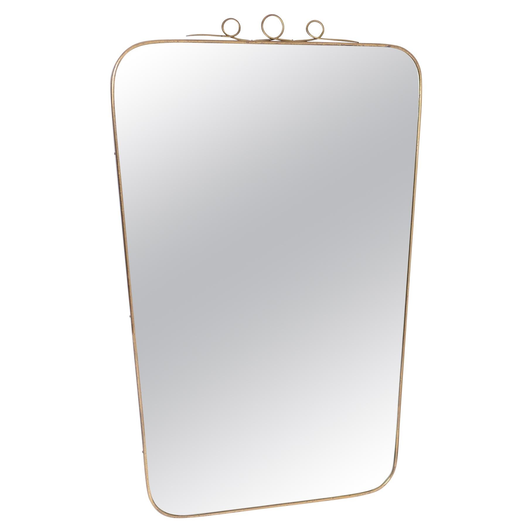 Italian Brass Frame Mirror, circa 1950