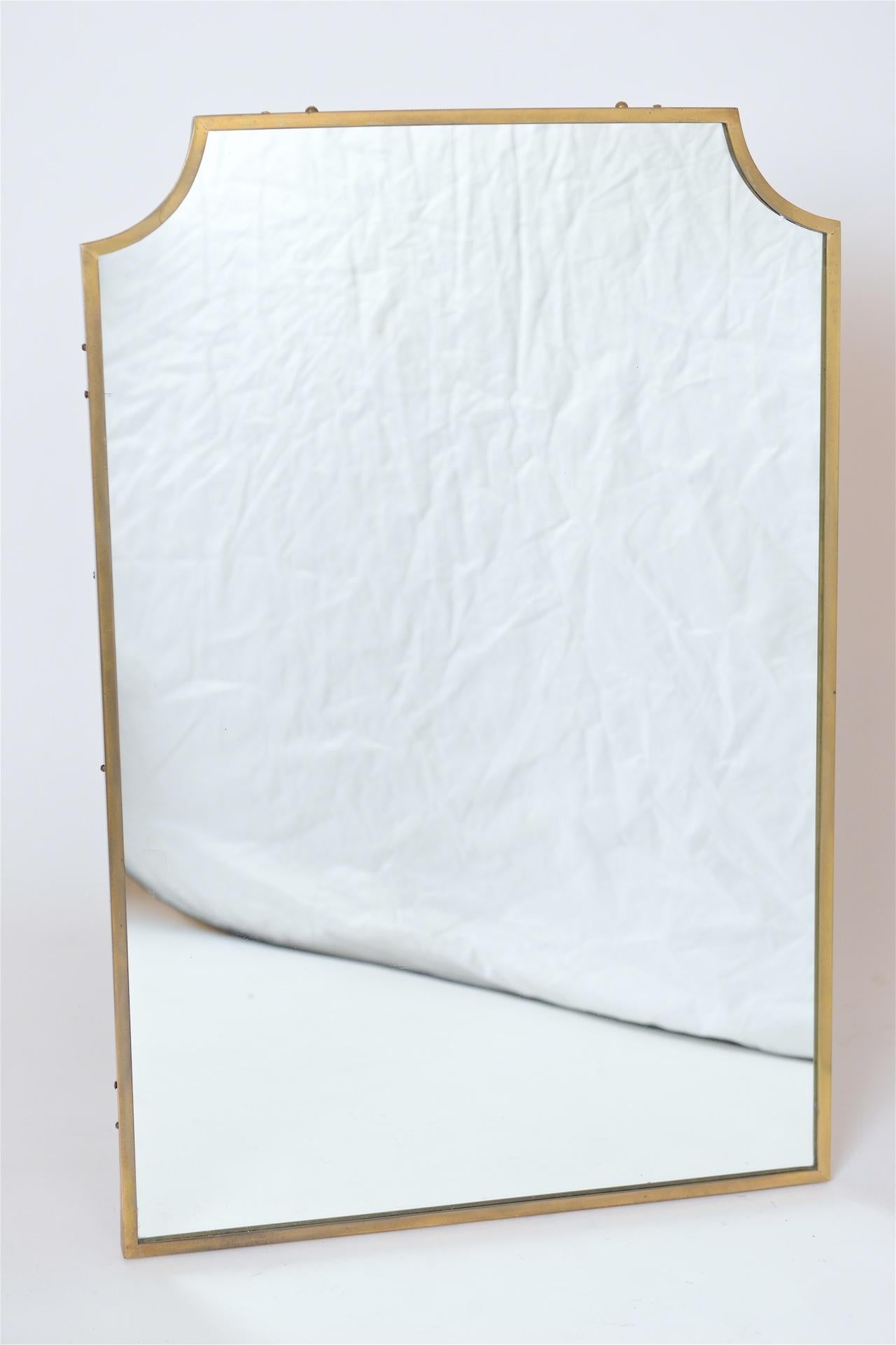 1950s Italian brass framed wall mirror.