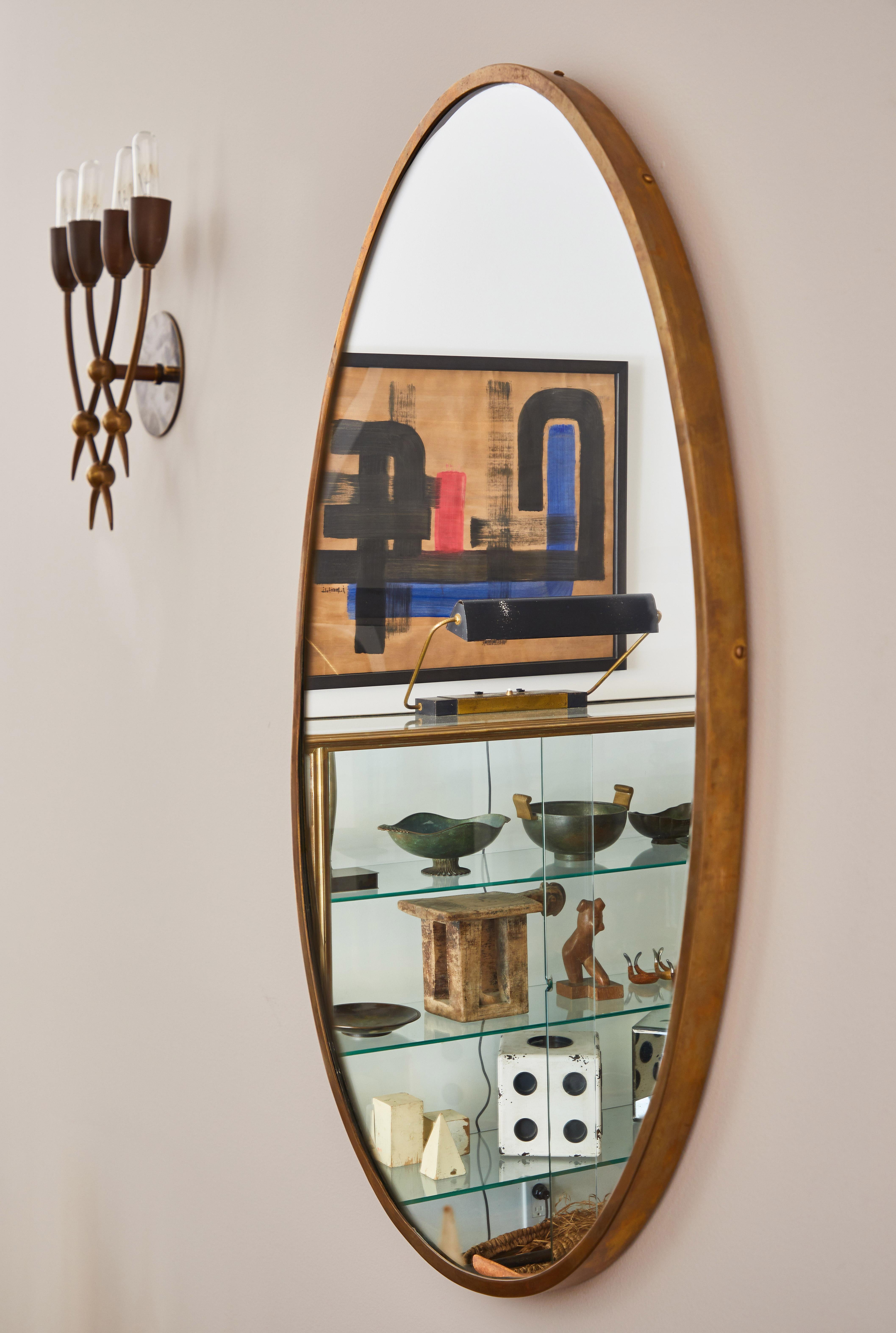 Italian Brass Frame Mirror In Good Condition In Los Angeles, CA