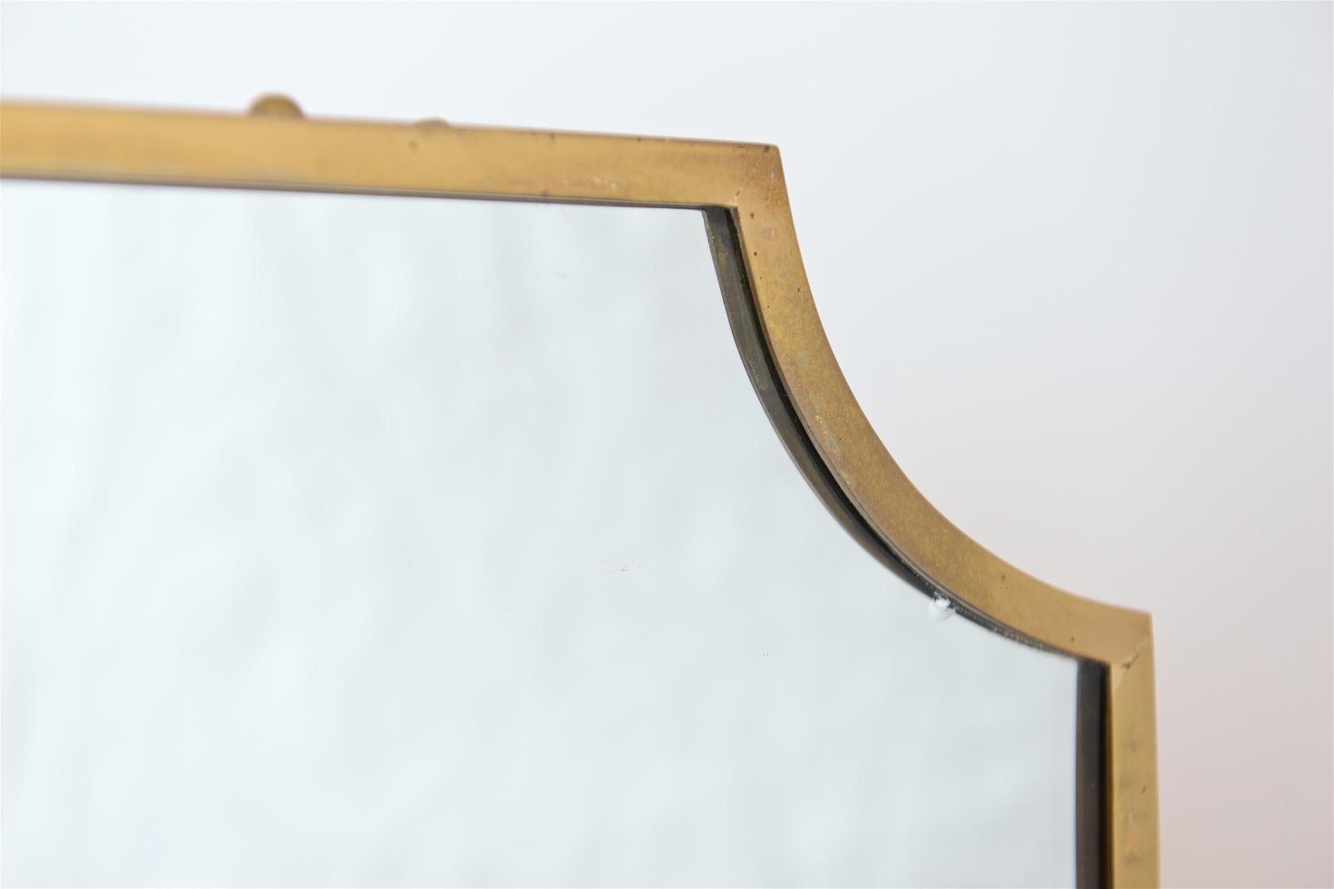 Mid-Century Modern Italian Brass Frame Mirror