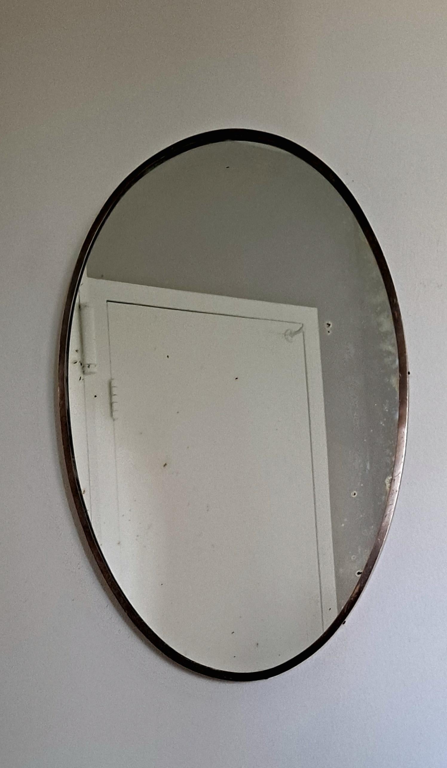 Mid-Century Modern Italian Brass Frame Mirror  For Sale