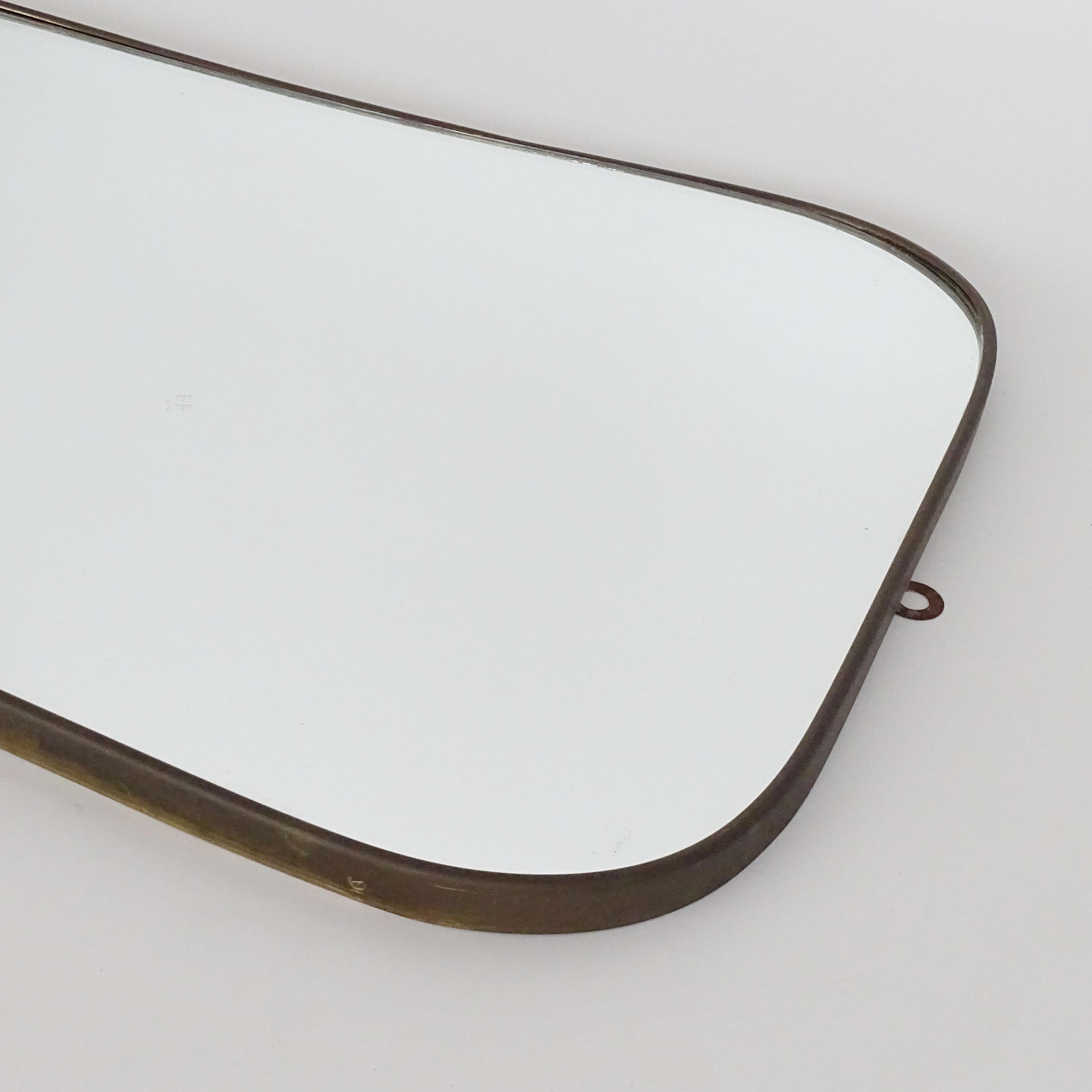 Mid-Century Modern Italian brass framed 1950s wall mirror
