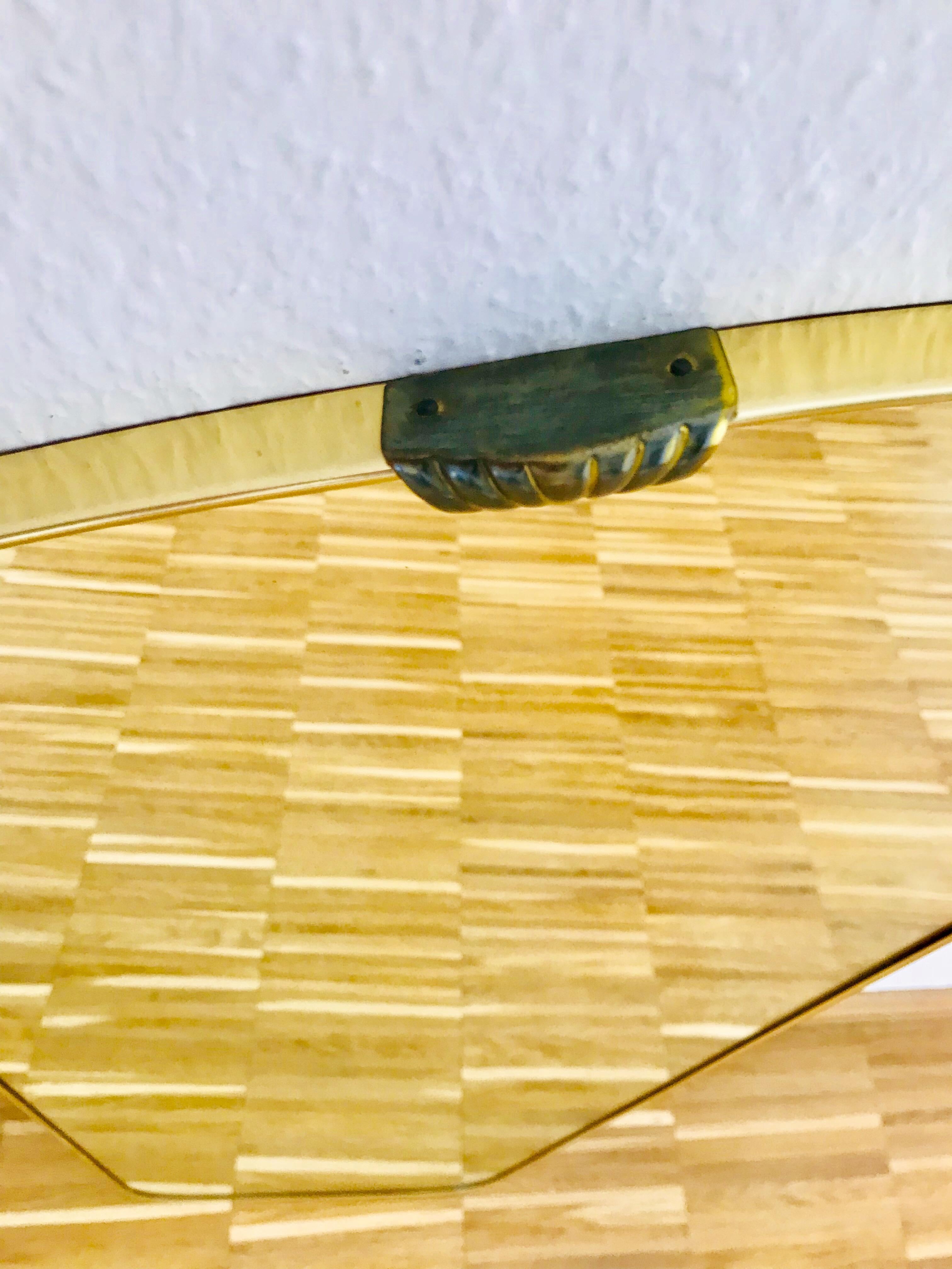 Mid-Century Modern Italian Brass Framed Asymmetrical Wall Mirror, 1960s, Italy