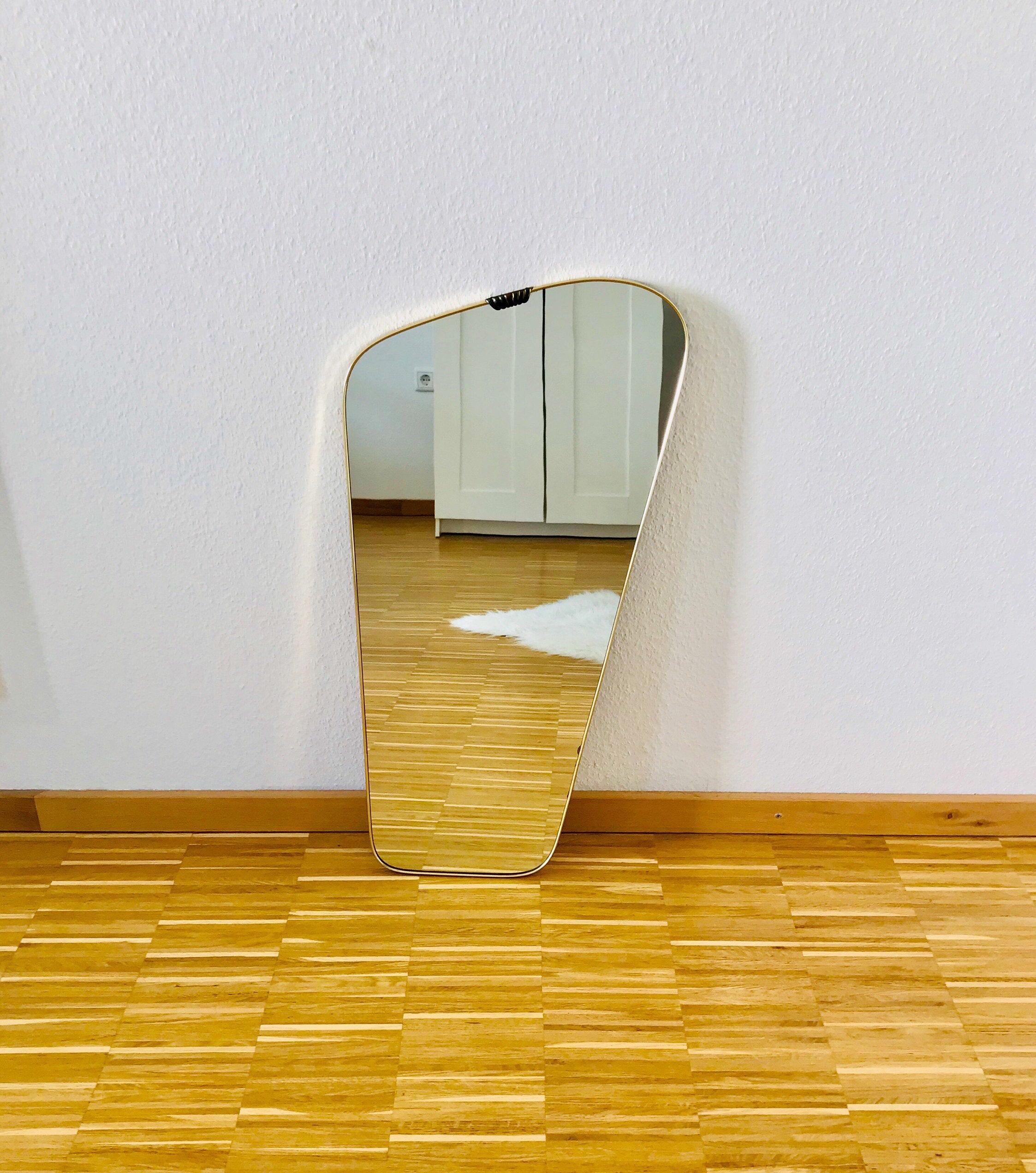 Italian Brass Framed Asymmetrical Wall Mirror, 1960s, Italy 1