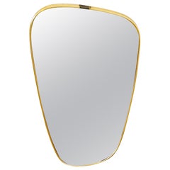 Italian Brass Framed Asymmetrical Wall Mirror, 1960s, Italy