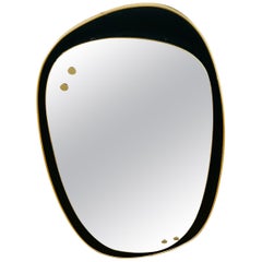 Italian Brass Framed Asymmetrical Wall Mirror, 1960s, Italy