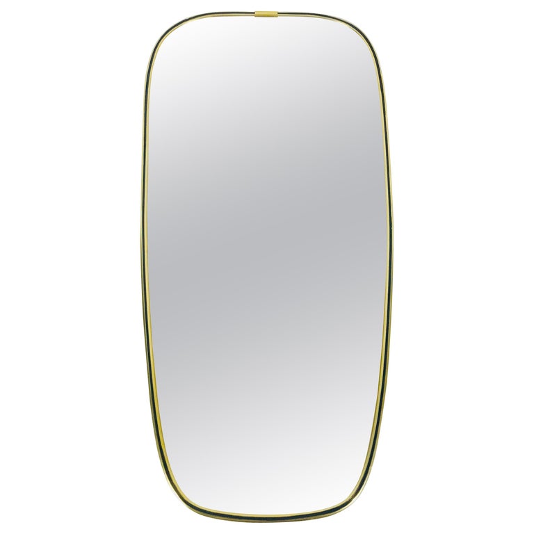 Italian Brass Framed Asymmetrical Wall Mirror, 1960s, Italy at 1stDibs