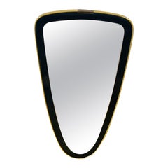 Retro Italian Brass Framed Asymmetrical Wall Mirror, 1960s, Italy