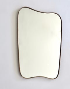 Italian Brass Framed Curved Shield Shape Mirror