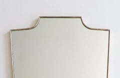 Italian Brass Framed Mirror with Square Shouldered Shield Form