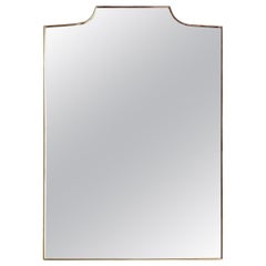 Italian Brass Framed Mirror with Square Shouldered Shield Form
