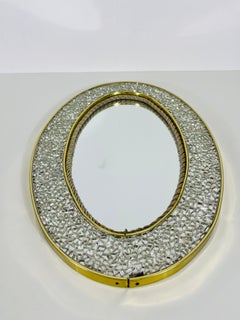 Italian Brass Framed Mosaic Wall Mirror, 1960s, Italy